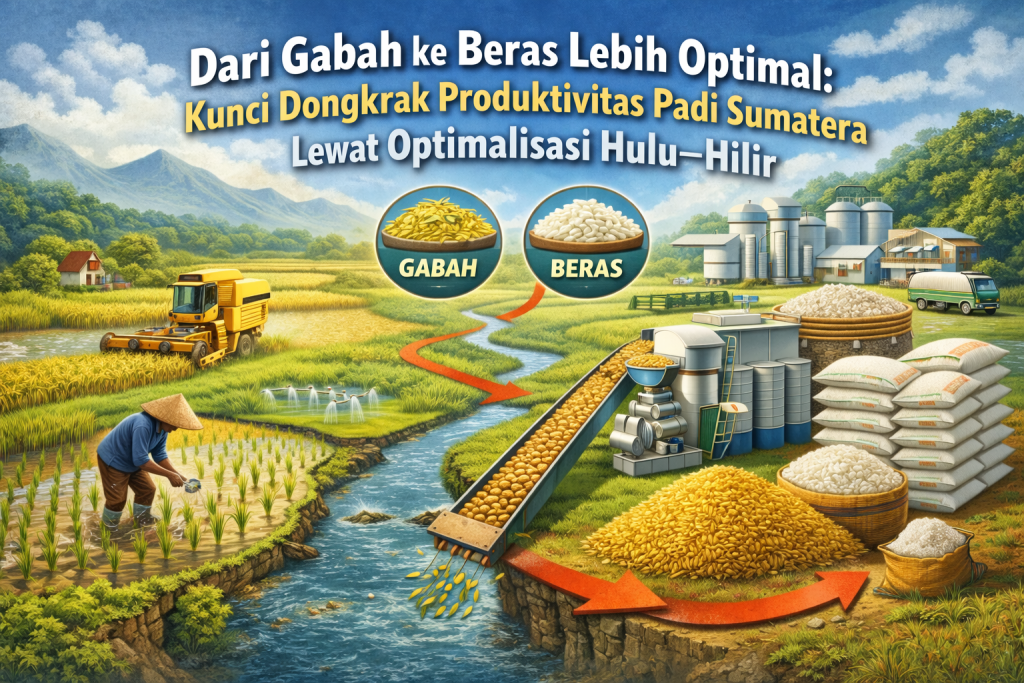 Dari Gabah ke Beras Lebih Optimal: Kunci Dongkrak Produktivitas Padi Sumatera Lewat Optimalisasi Hulu–Hilir